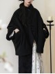 Twilight Mountain Cold Series Chinese Style Classic Tassel Pure Black Thick Warm Plush Soft Loose Gothic Lolita Cloak