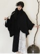 Twilight Mountain Cold Series Chinese Style Classic Tassel Pure Black Thick Warm Plush Soft Loose Gothic Lolita Cloak