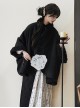 Twilight Mountain Cold Series Chinese Style Classic Tassel Pure Black Thick Warm Plush Soft Loose Gothic Lolita Cloak