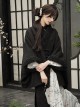 Twilight Mountain Cold Series Chinese Style Classic Tassel Pure Black Thick Warm Plush Soft Loose Gothic Lolita Cloak