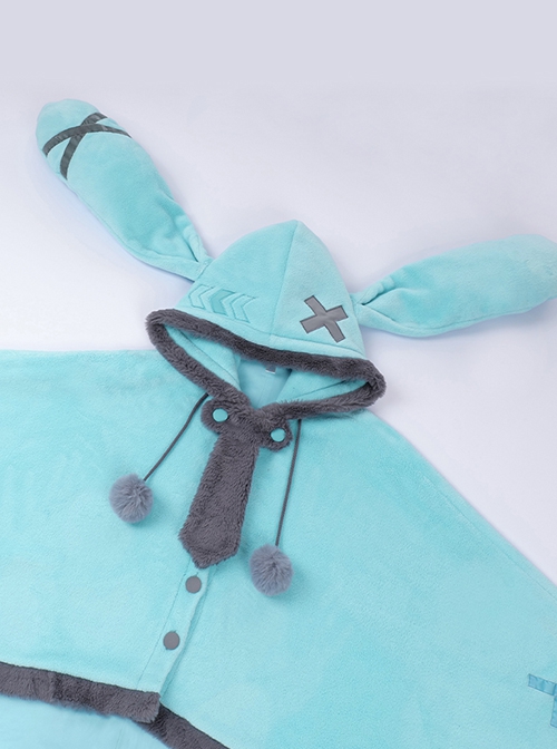 Bionic Bunny Series Cute Blue Cyan Future Technology Mechanical Sense Cyber Lop Rabbit Soft Kawaii Fashion Cloak