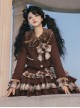 Caramel Macchiato Series Chocolate Brown College Style Plush Collar Short Coat Spliced Plaid Cake Skirt School Lolita Suit