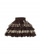 Caramel Macchiato Series Chocolate Brown College Style Plush Collar Short Coat Spliced Plaid Cake Skirt School Lolita Suit