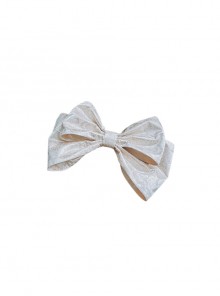 Wishing Star Series Apricot Mercerized Rose Jacquard Oversized Decorative Elegant Classic Lolita Bowknot Hair Clip