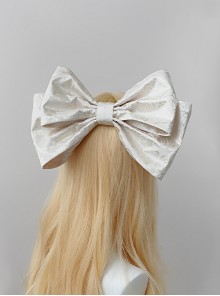 Wishing Star Series Apricot Mercerized Rose Jacquard Oversized Decorative Elegant Classic Lolita Bowknot Hair Clip