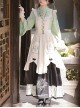 Orchid Pavilion Jackdaw Chinese Style Advanced Green Series Fake Three Pieces Splice Set Long Sleeves Ming Dynasty Mamian Pleated Dress