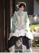 Orchid Pavilion Jackdaw Chinese Style Advanced Green Series Fake Three Pieces Splice Set Long Sleeves Ming Dynasty Mamian Pleated Dress
