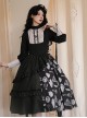 Lunar Eclipse Series Asymmetrical Splicing European Castle Candlestick Print Black Classic Lolita Sleeveless Support Chest Skirt SK