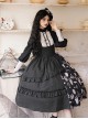 Lunar Eclipse Series Asymmetrical Splicing European Castle Candlestick Print Black Classic Lolita Sleeveless Support Chest Skirt SK