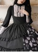 Lunar Eclipse Series Black Stand Collar Retro Elegant Lace Ribbon Symmetrical Classic Lolita Lamb Leg Sleeves Shirt