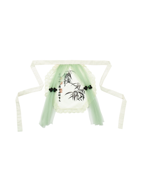 Orchid Pavilion Window Talk Series Chinese Style Apricot Classical Window Shape Light Green Yarn Element Classic Lolita Apron