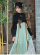 Orchid Pavilion Qushui Series Chinese Style Black Green Elegant Embroidered Printed Improved Confucian Skirt Fake Two-Piece Dress