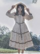 Forest Whispers Series Apricot Pastoral Style Butterfly Orchid Embroidery Daily Little Fresh Kawaii Fashion Long Sleeves Dress OP