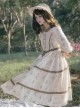 Forest Whispers Series Apricot Pastoral Style Butterfly Orchid Embroidery Daily Little Fresh Kawaii Fashion Long Sleeves Dress OP