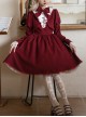 Witch Shop Series Wine Red Contrast Color Elegant Refined Lace Ruffle Collar Fake Two Pieces Gothic Lolita Puff Sleeves Dress