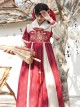 Chinese Style Red Embroidered Eastern Prosperous Age Classical Patterns Winter Soft Thick Fur Collar Auspicious Hanfu Dress OP