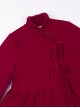 Classic Chinese Style Wine Red Festive New Year Christmas Auspicious Petal Hem Bowknot Sweet Daily Wool Collar Coat