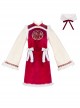 Chinese Style New Year Golden Wire Embroidery Patterns Wool Collar Bowknot Sweet Lolita Red Wide Sleeves Improved Cheongsam Dress