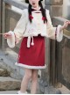 Chinese Style New Year Lantern Festival White Woolen Lucky Cloud Embroidery Cute Rabbit Tail Fur Ball Waistcoat Vest