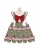 My Christmas Tree Series Green Small Flying Sleeves Christmas Red Color Block Hairball Sleeveless Kawaii Fashion Vest Dress