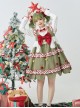 My Christmas Tree Series Green Small Flying Sleeves Christmas Red Color Block Hairball Sleeveless Kawaii Fashion Vest Dress