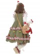 My Christmas Tree Series Green Small Flying Sleeves Christmas Red Color Block Hairball Sleeveless Kawaii Fashion Vest Dress