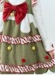 My Christmas Tree Series Green Small Flying Sleeves Christmas Red Color Block Hairball Sleeveless Kawaii Fashion Vest Dress