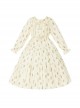 Pastoral Style Fresh Apricot Daily Loose Innocence Bunny Bear Print Fluffy Big Hem Classic Lolita Long Sleeves Dress OP