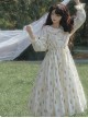 Pastoral Style Fresh Apricot Daily Loose Innocence Bunny Bear Print Fluffy Big Hem Classic Lolita Long Sleeves Dress OP