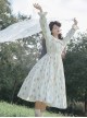 Pastoral Style Fresh Apricot Daily Loose Innocence Bunny Bear Print Fluffy Big Hem Classic Lolita Long Sleeves Dress OP