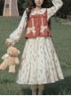 Pastoral Style Retro Literature Art Maroon Red Square Collar Lace Bowknot Ruffles Classic Lolita Knitted Vest