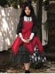 Scarlet Witch Dark Wine Red Gothic Lolita Versatile Accessories Heart Brooch V Shape Hem Lace Ruffles Apron