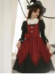 Scarlet Witch Dark Wine Red Gothic Lolita Versatile Accessories Heart Brooch V Shape Hem Lace Ruffles Apron