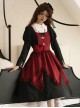 Scarlet Witch Dark Wine Red Gothic Lolita Versatile Accessories Heart Brooch V Shape Hem Lace Ruffles Apron