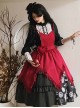 Scarlet Witch Dark Wine Red Gothic Lolita Versatile Accessories Heart Brooch V Shape Hem Lace Ruffles Apron