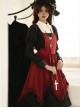 Scarlet Witch Dark Wine Red Gothic Lolita Versatile Accessories Heart Brooch V Shape Hem Lace Ruffles Apron