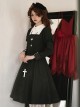 Redemption Cross Series Gothic Lolita Bat Necklace Nun Style Black Holiness Puff Long Sleeve Dress