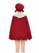 Ruffled Lace Doll Collar Christmas Autumn Winter Suede Christmas Tree Teddy Bear Print Wine Red Plus Velvet Kawaii Fashion Pullover Sweatshirt