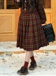 Christmas Red Plaid College Style Autumn Winter Daily Versatile Kawaii Fashion Woolen Long Pleated Skirt