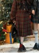 Christmas Red Plaid College Style Autumn Winter Daily Versatile Kawaii Fashion Woolen Long Pleated Skirt