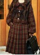 Christmas Red Plaid College Style Autumn Winter Daily Versatile Kawaii Fashion Woolen Long Pleated Skirt