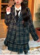 College Style Metal Badge Daily Commute Christmas Green Plaid Autumn Winter Kawaii Fashion Lapel Blazer Coat