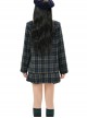 College Style Metal Badge Daily Commute Christmas Green Plaid Autumn Winter Kawaii Fashion Lapel Blazer Coat