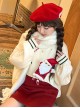 Christmas White Turtle Neck Ruffled Knitted Star Santa Claus Festive Loose Lantern Sleeve Kawaii Fashion Pullover Sweater