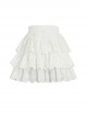 Basic Daily Versatile Fluffy Lace Sweet Cute Cake Skirt Pure Cotton Soft Kawaii Fashion High Waist White Skirt