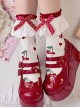 Cute Girl Daily Versatile Bowknot Polka Dot White Lace Red Cherry Short Cotton Sweet Lolita Socks