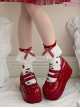 Cute Girl Daily Versatile Bowknot Polka Dot White Lace Red Cherry Short Cotton Sweet Lolita Socks