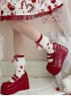 Cute Girl Daily Versatile Bowknot Polka Dot White Lace Red Cherry Short Cotton Sweet Lolita Socks