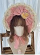 Rotating Wooden Duck Series Sweet Adorable Doll Print Childlike Ribbon Apricot Pink Sweet Lolita Dress OP Set