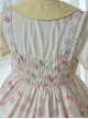 Rotating Wooden Duck Series Sweet Adorable Doll Print Childlike Ribbon Apricot Pink Sweet Lolita Dress OP Set